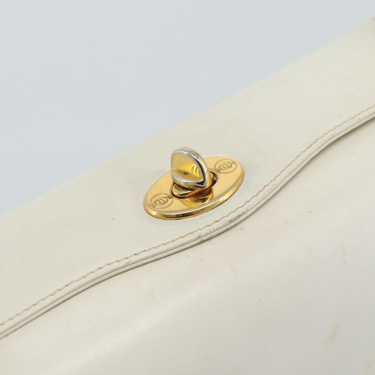 GUCCI Hand Bag Leather White Gold 000 406 0025 Auth ar14074
