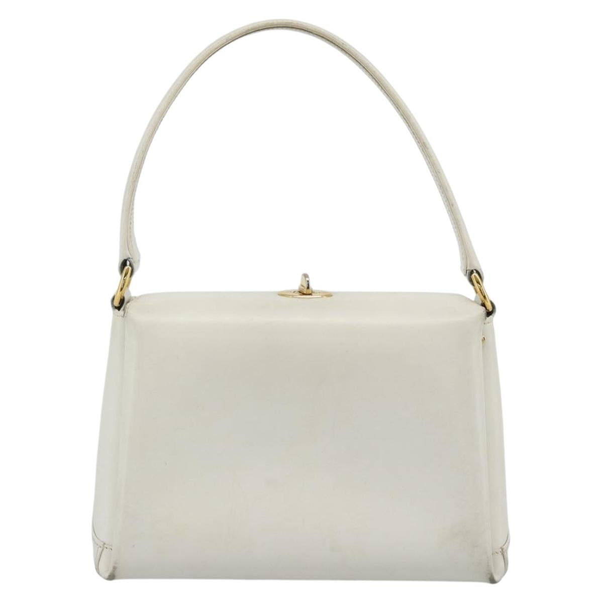 GUCCI Hand Bag Leather White Gold 000 406 0025 Auth ar14074