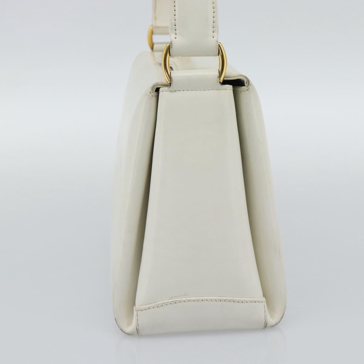GUCCI Hand Bag Leather White Gold 000 406 0025 Auth ar14074