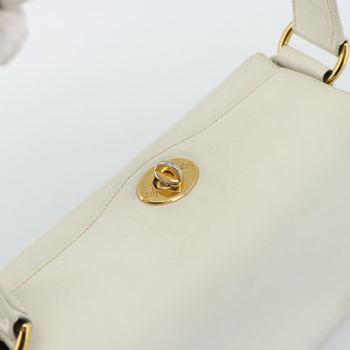 GUCCI Hand Bag Leather White Gold 000 406 0025 Auth ar14074