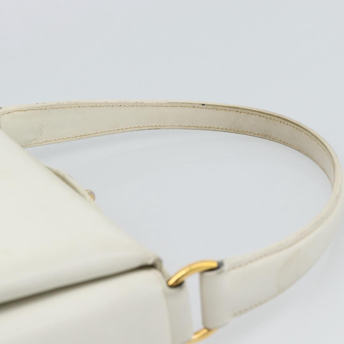 GUCCI Hand Bag Leather White Gold 000 406 0025 Auth ar14074
