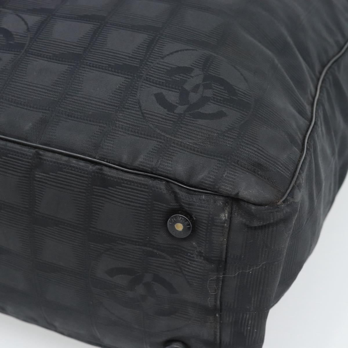 CHANEL New Travel Line Tote Bag Canvas Black CC Auth ar14076
