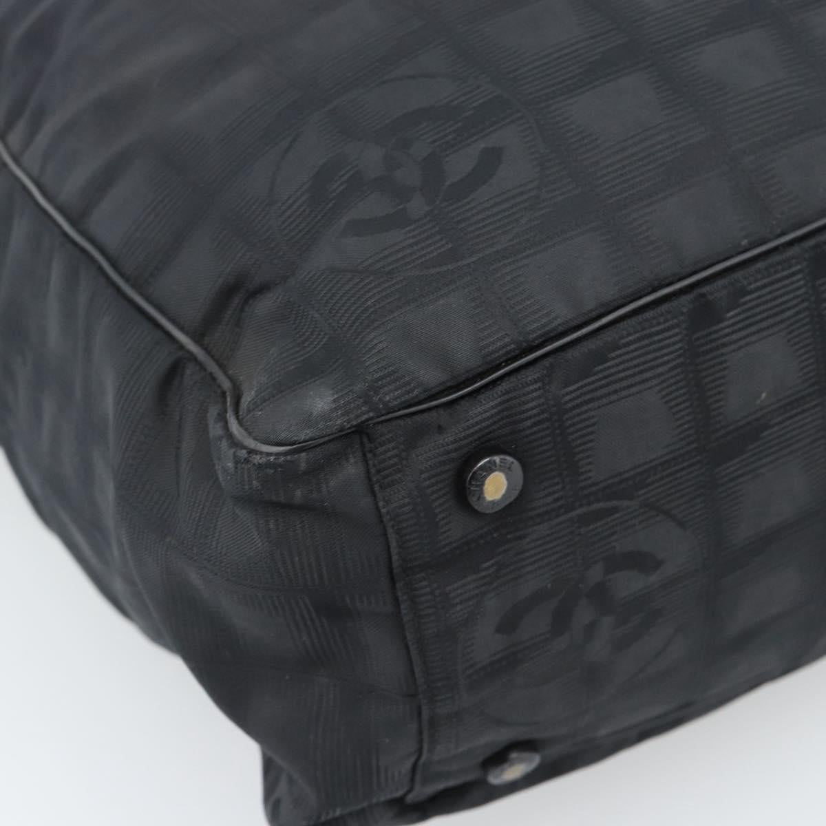 CHANEL New Travel Line Tote Bag Canvas Black CC Auth ar14076