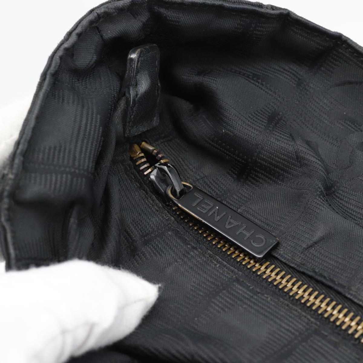 CHANEL New Travel Line Tote Bag Canvas Black CC Auth ar14076