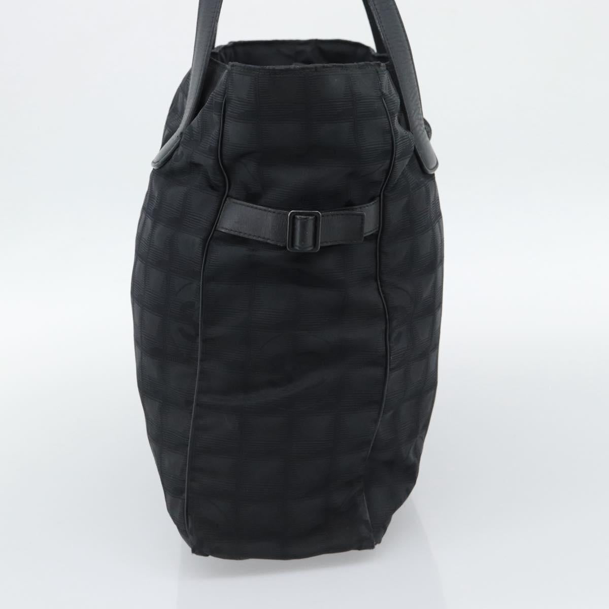 CHANEL New Travel Line Tote Bag Canvas Black CC Auth ar14076