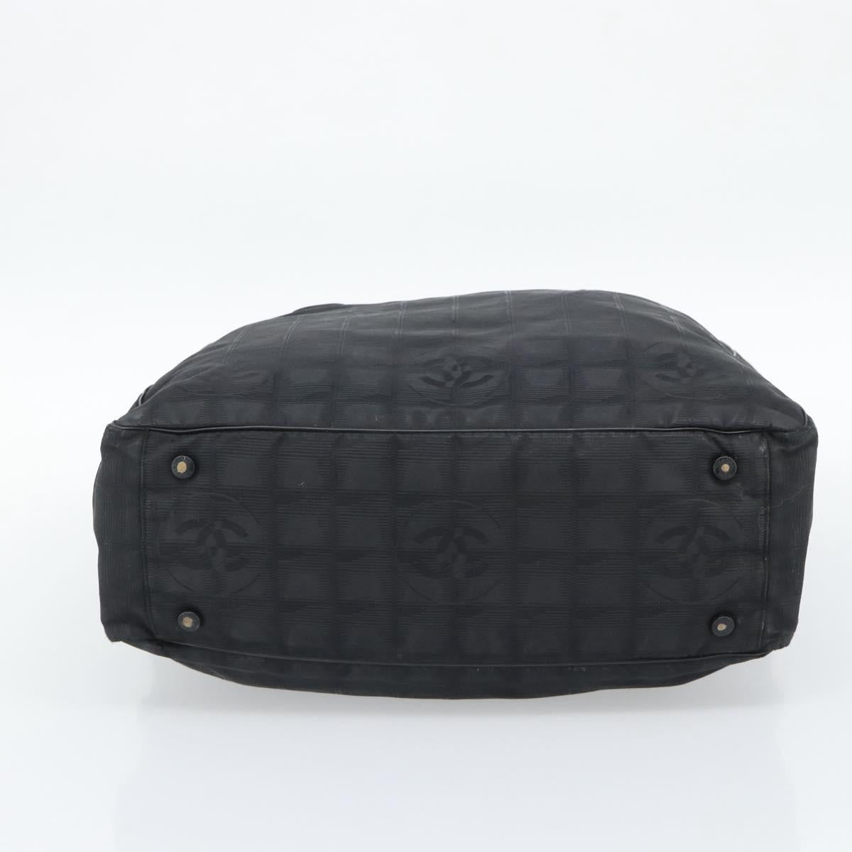 CHANEL New Travel Line Tote Bag Canvas Black CC Auth ar14076