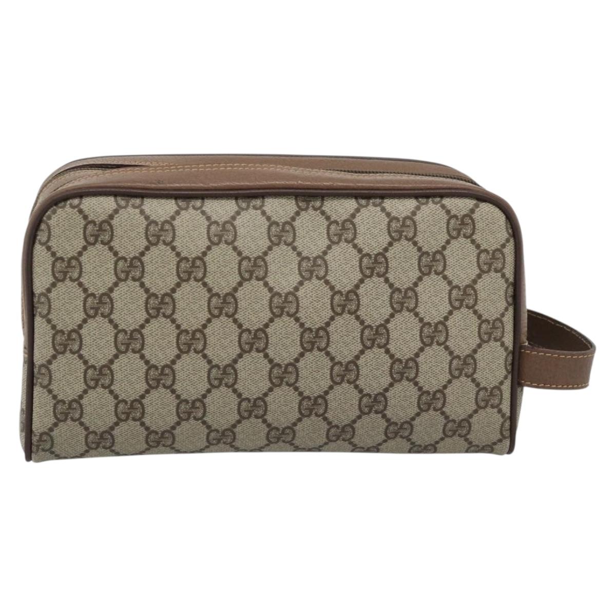 GUCCI GG Supreme Clutch Bag PVC Leather Beige Gold 014 58 6086 Auth ar14077