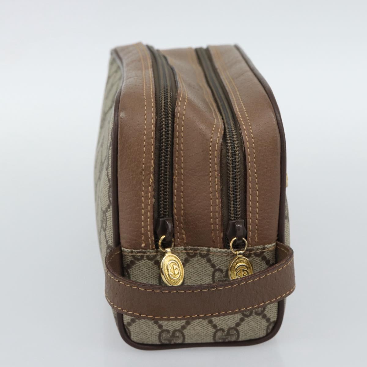 GUCCI GG Supreme Clutch Bag PVC Leather Beige Gold 014 58 6086 Auth ar14077