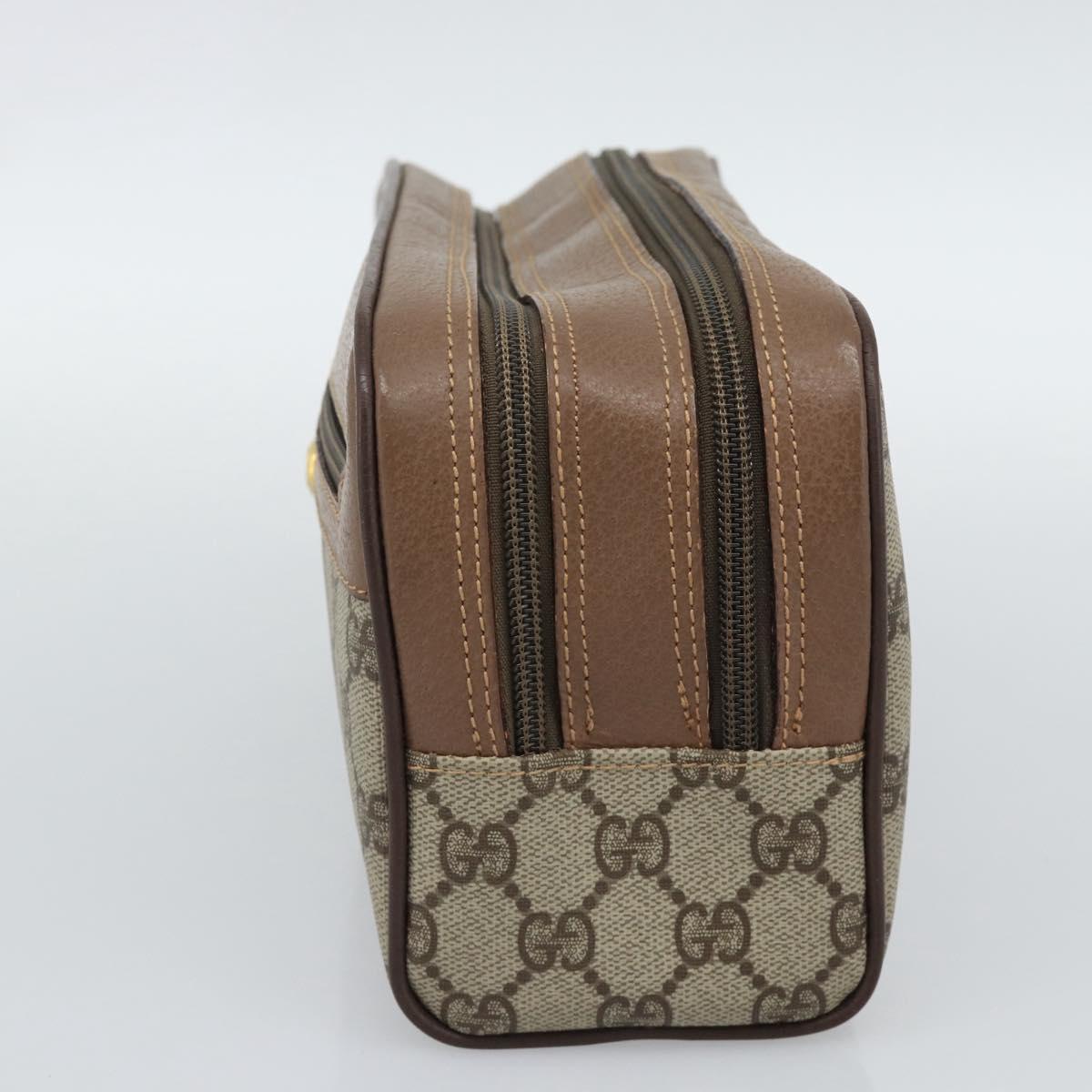 GUCCI GG Supreme Clutch Bag PVC Leather Beige Gold 014 58 6086 Auth ar14077