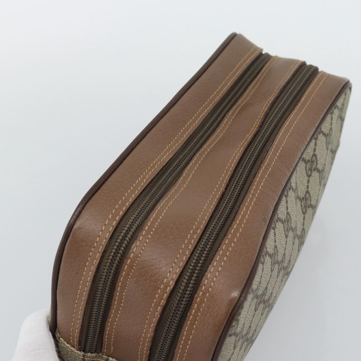 GUCCI GG Supreme Clutch Bag PVC Leather Beige Gold 014 58 6086 Auth ar14077