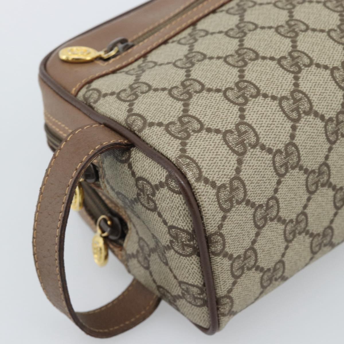 GUCCI GG Supreme Clutch Bag PVC Leather Beige Gold 014 58 6086 Auth ar14077