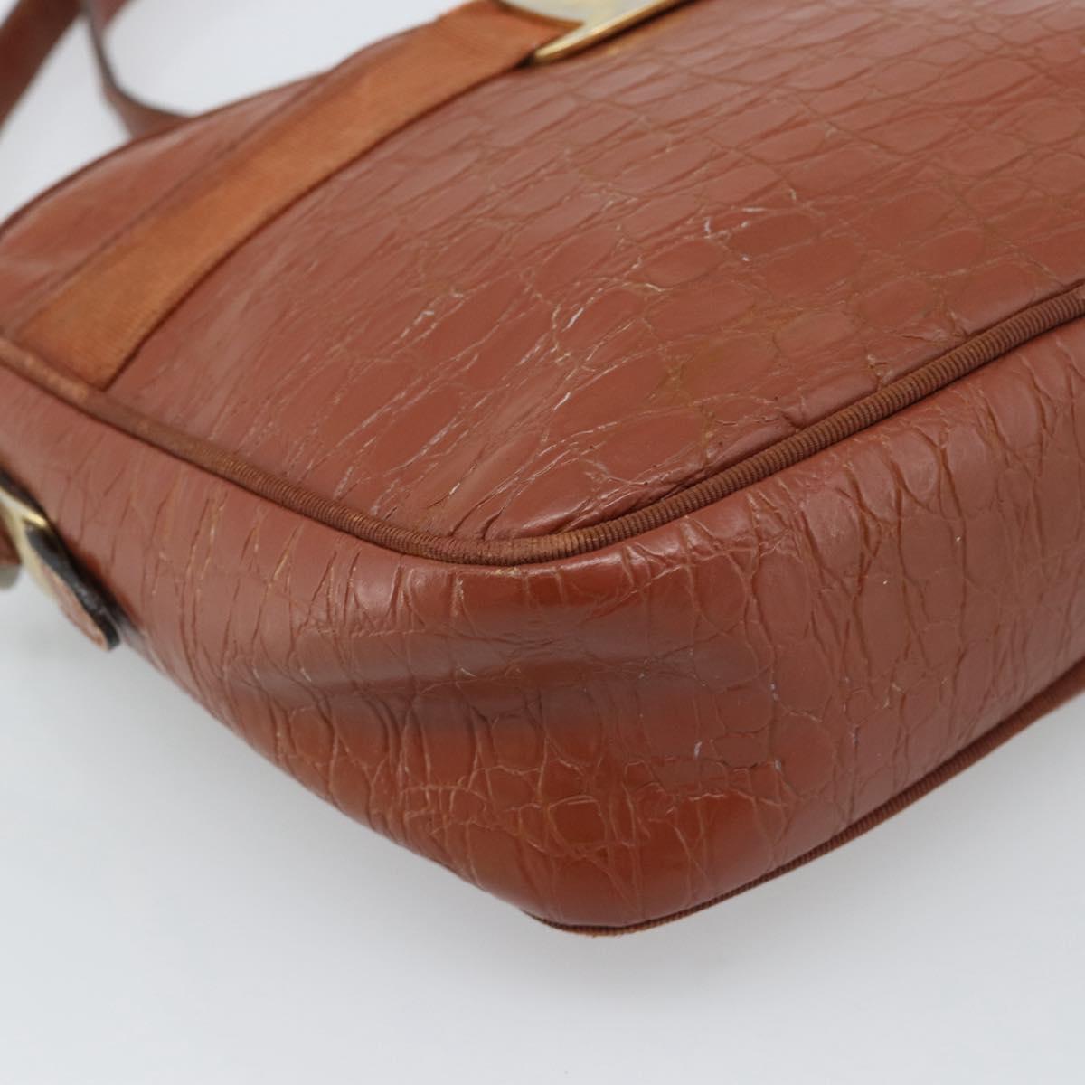 Salvatore Ferragamo Vala Shoulder Bag Leather Brown Gold Auth ar14079