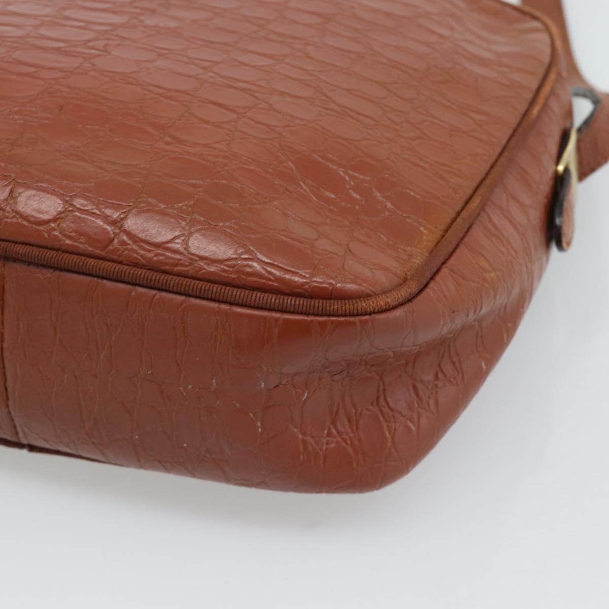 Salvatore Ferragamo Vala Shoulder Bag Leather Brown Gold Auth ar14079