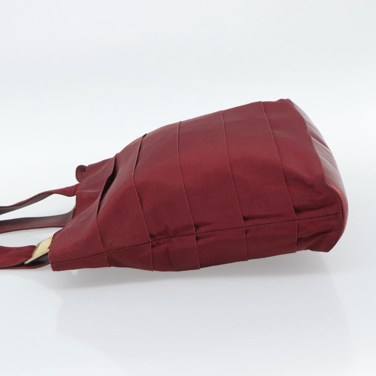 Salvatore Ferragamo Tote Bag Canvas Bordeaux Gold Auth ar14084