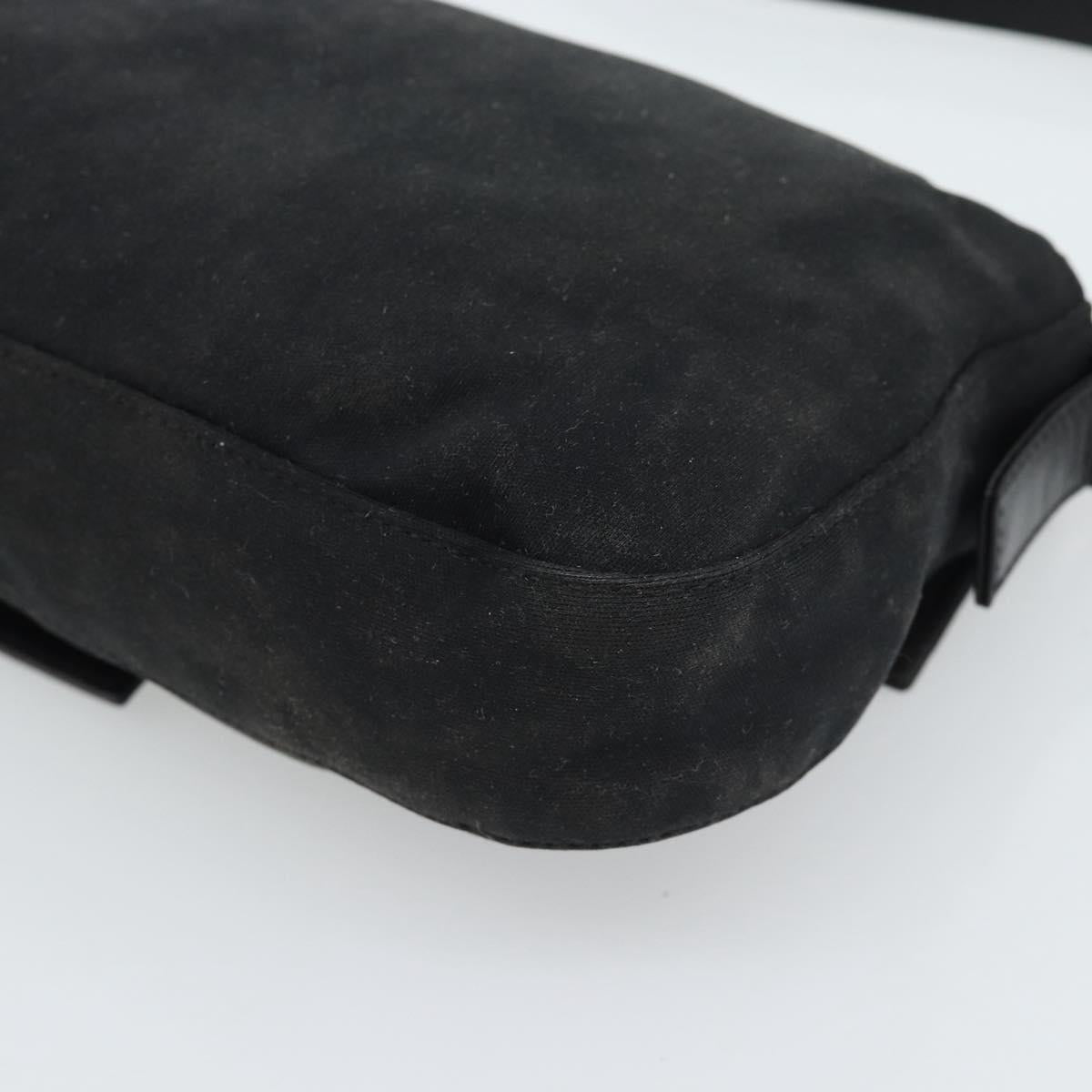 FENDI Mamma Baguette Shoulder Bag Cotton Black Silver Auth ar14086