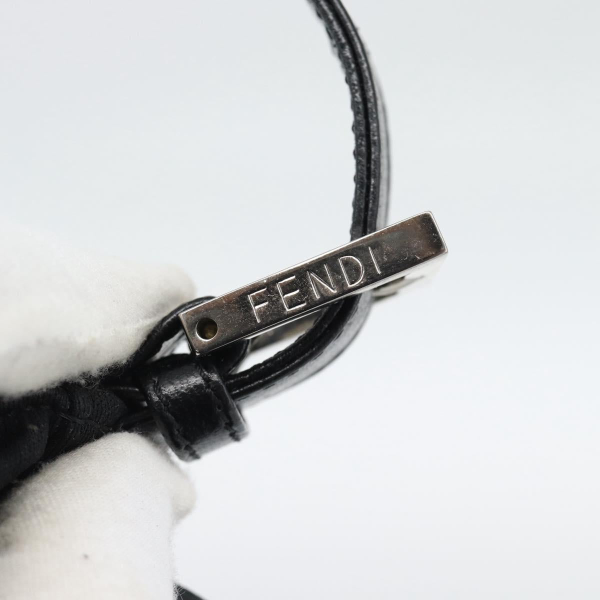 FENDI Mamma Baguette Shoulder Bag Cotton Black Silver Auth ar14086