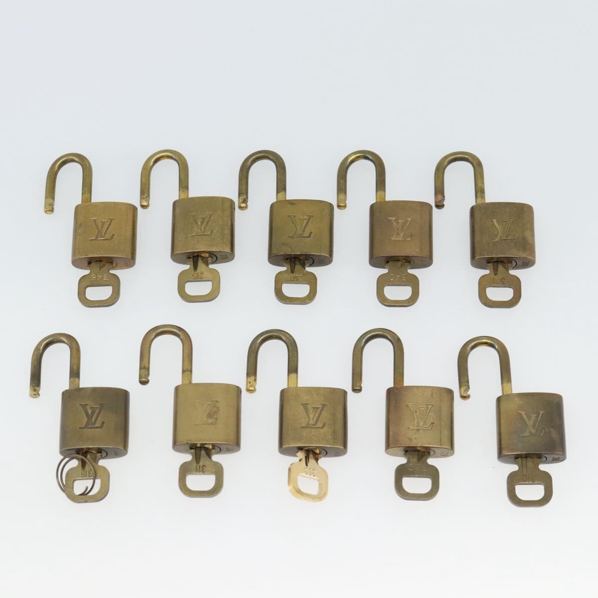 LOUIS VUITTON Padlock 10 Set Metal Gold Tone LV Auth ar14089