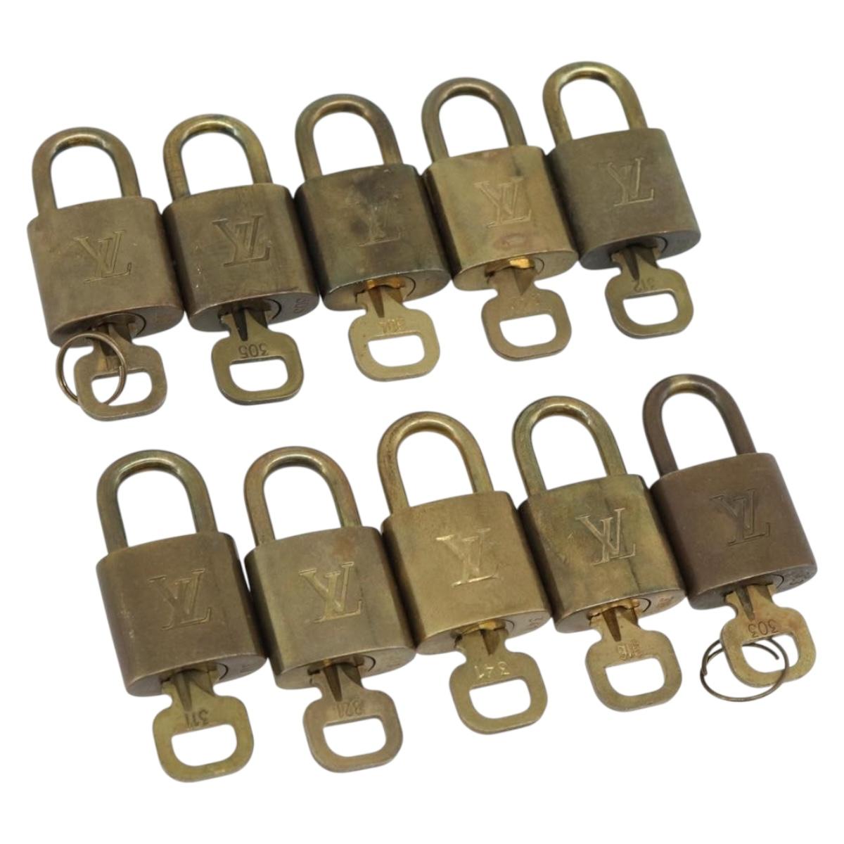 LOUIS VUITTON Padlock 10 Set Metal Gold Tone LV Auth ar14090