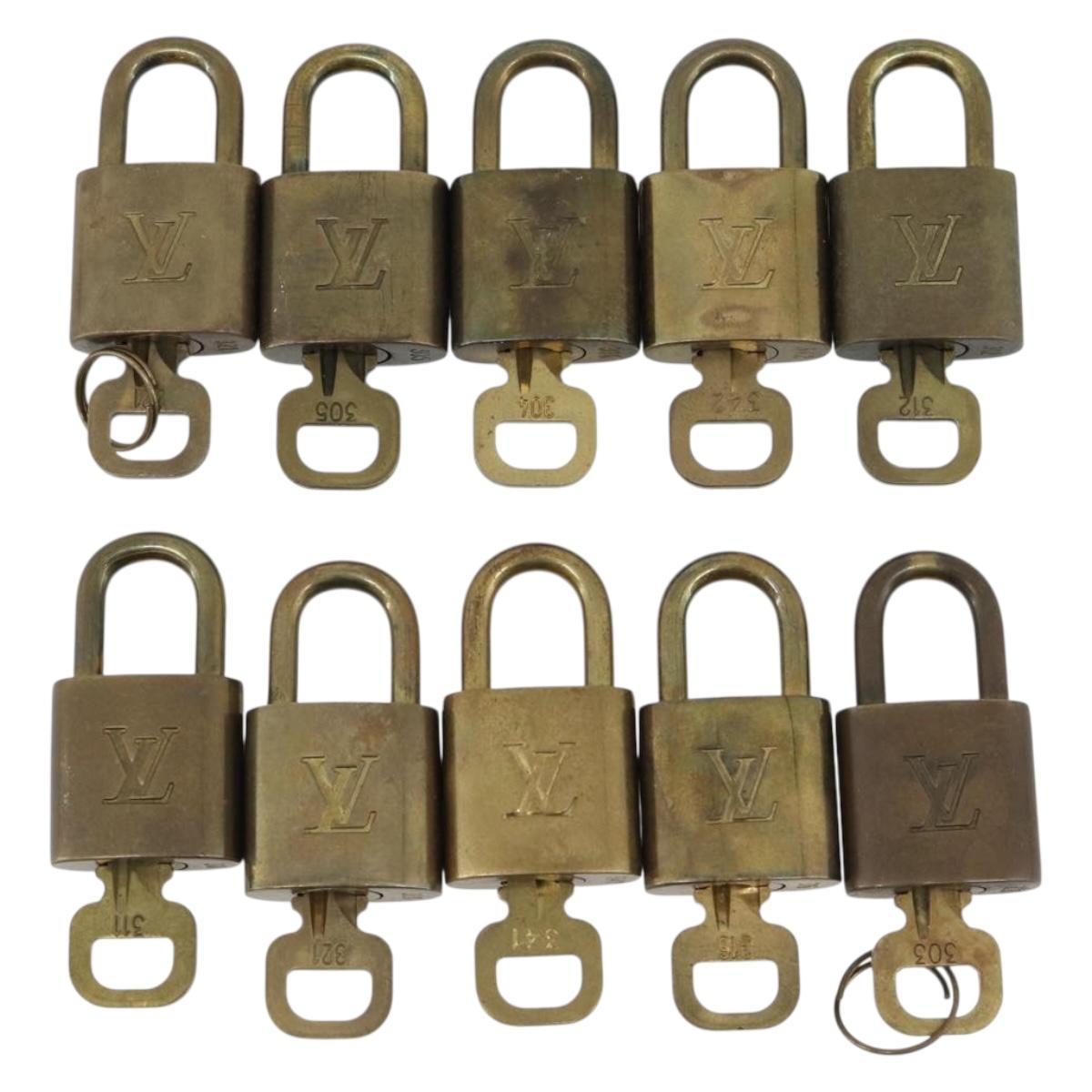 LOUIS VUITTON Padlock 10 Set Metal Gold Tone LV Auth ar14090