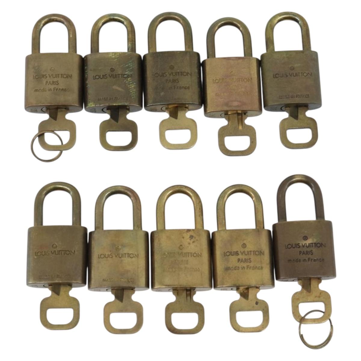 LOUIS VUITTON Padlock 10 Set Metal Gold Tone LV Auth ar14090