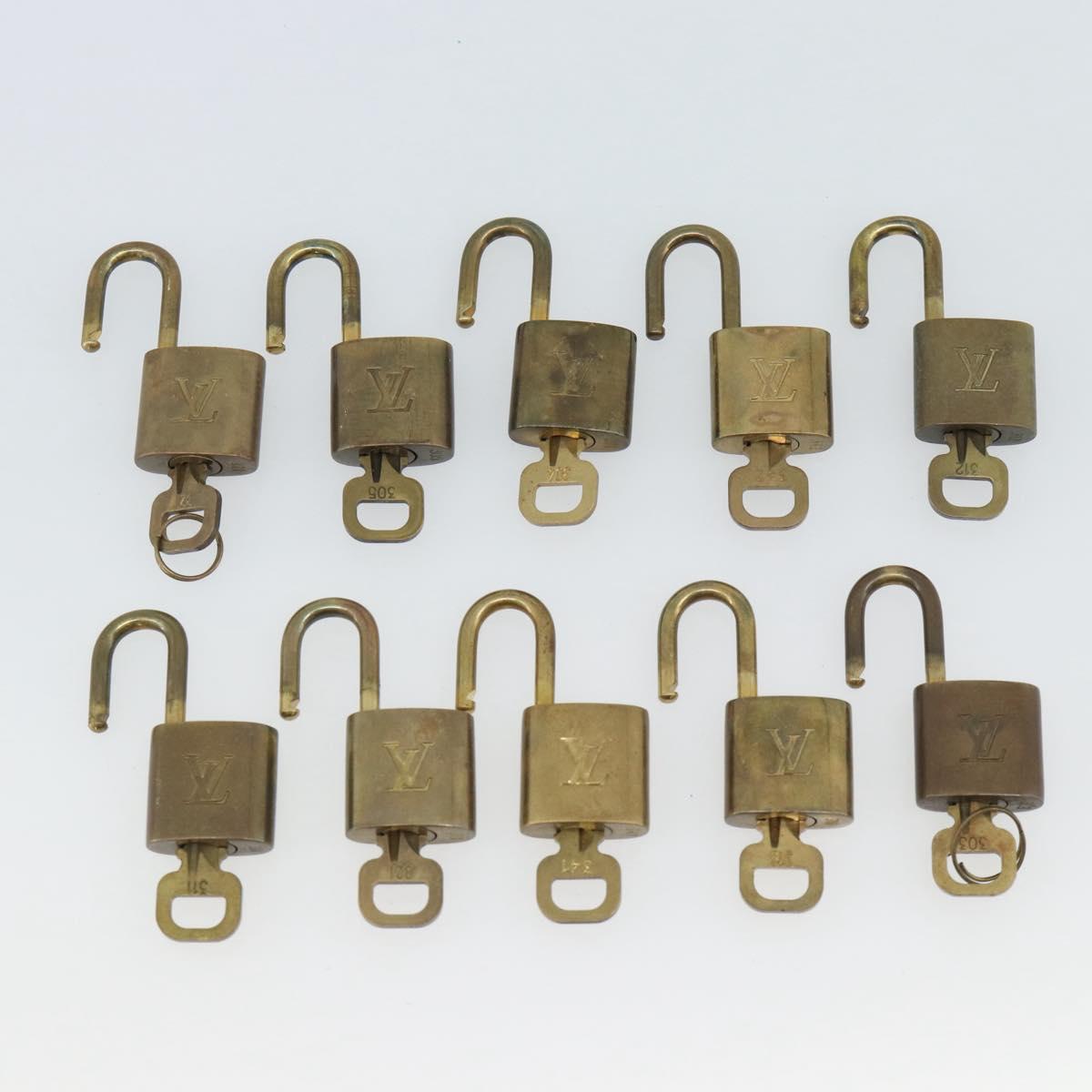 LOUIS VUITTON Padlock 10 Set Metal Gold Tone LV Auth ar14090