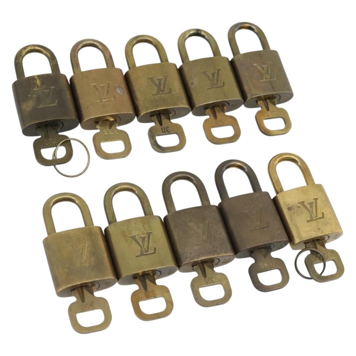 LOUIS VUITTON Padlock 10 Set Metal Gold Tone LV Auth ar14091