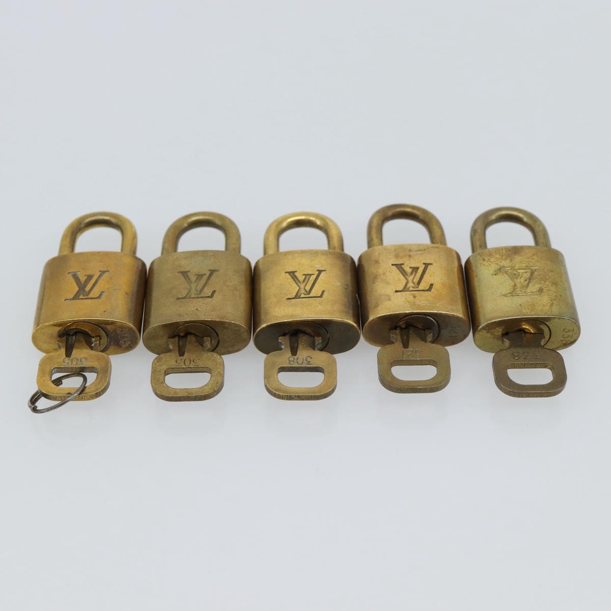 LOUIS VUITTON Padlock 10 Set Metal Gold Tone LV Auth ar14092
