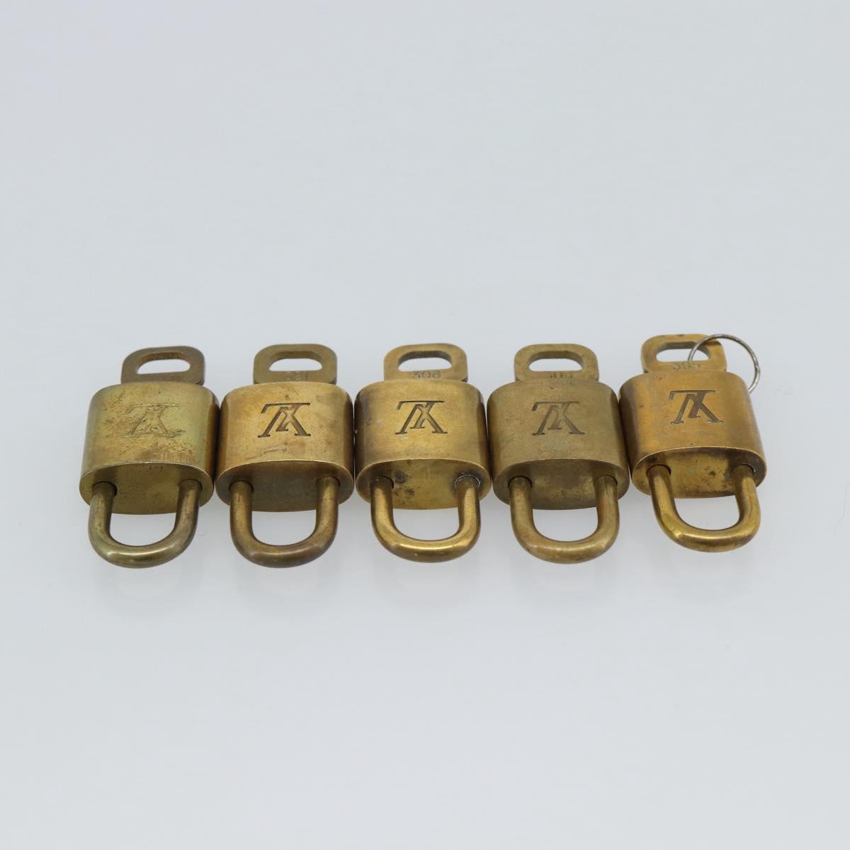 LOUIS VUITTON Padlock 10 Set Metal Gold Tone LV Auth ar14092