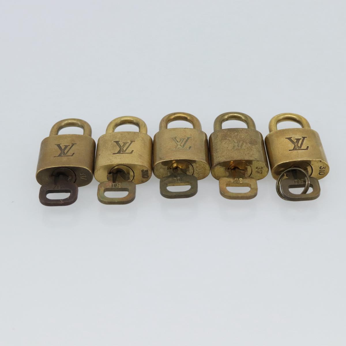 LOUIS VUITTON Padlock 10 Set Metal Gold Tone LV Auth ar14092
