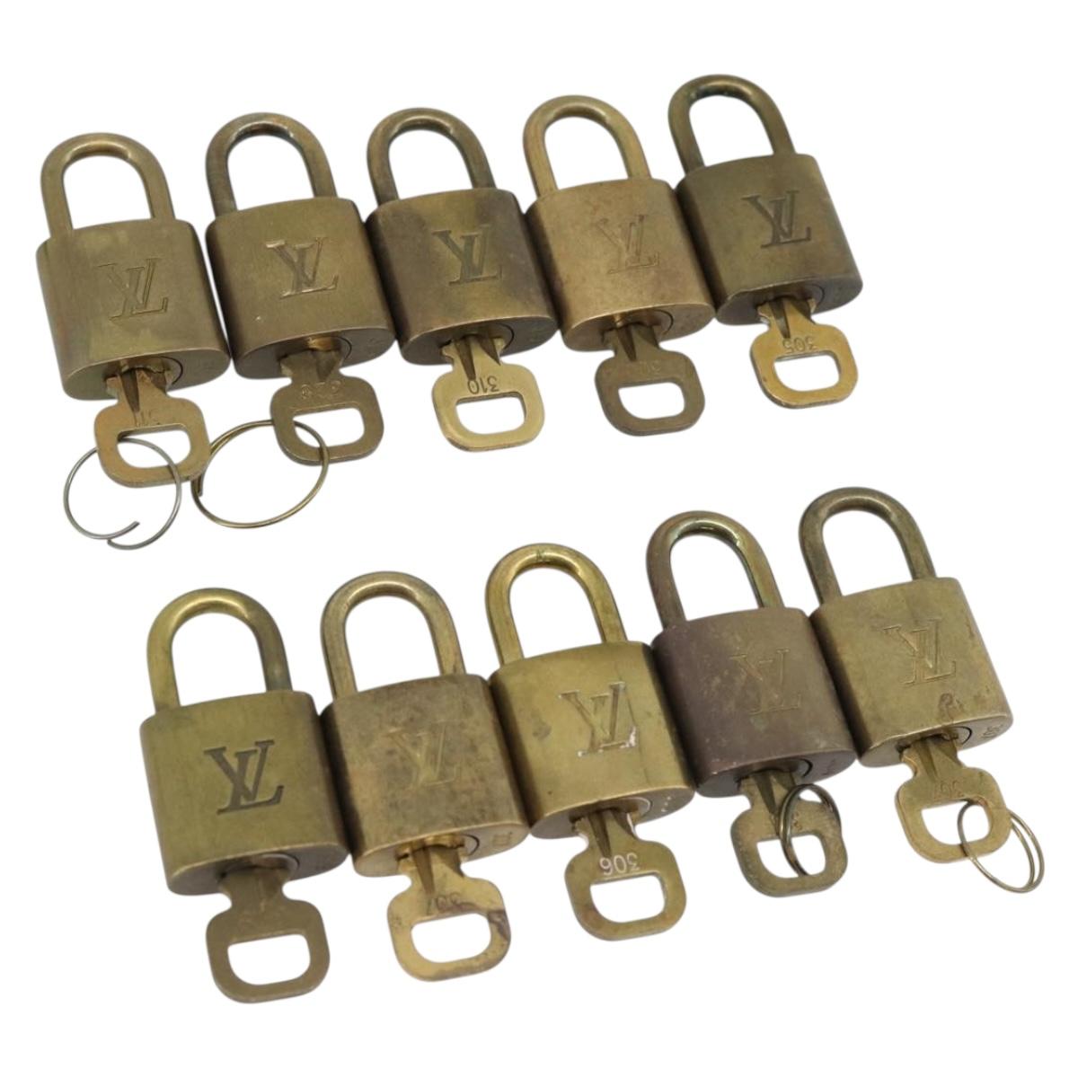 LOUIS VUITTON Padlock 10 Set Metal Gold Tone LV Auth ar14093