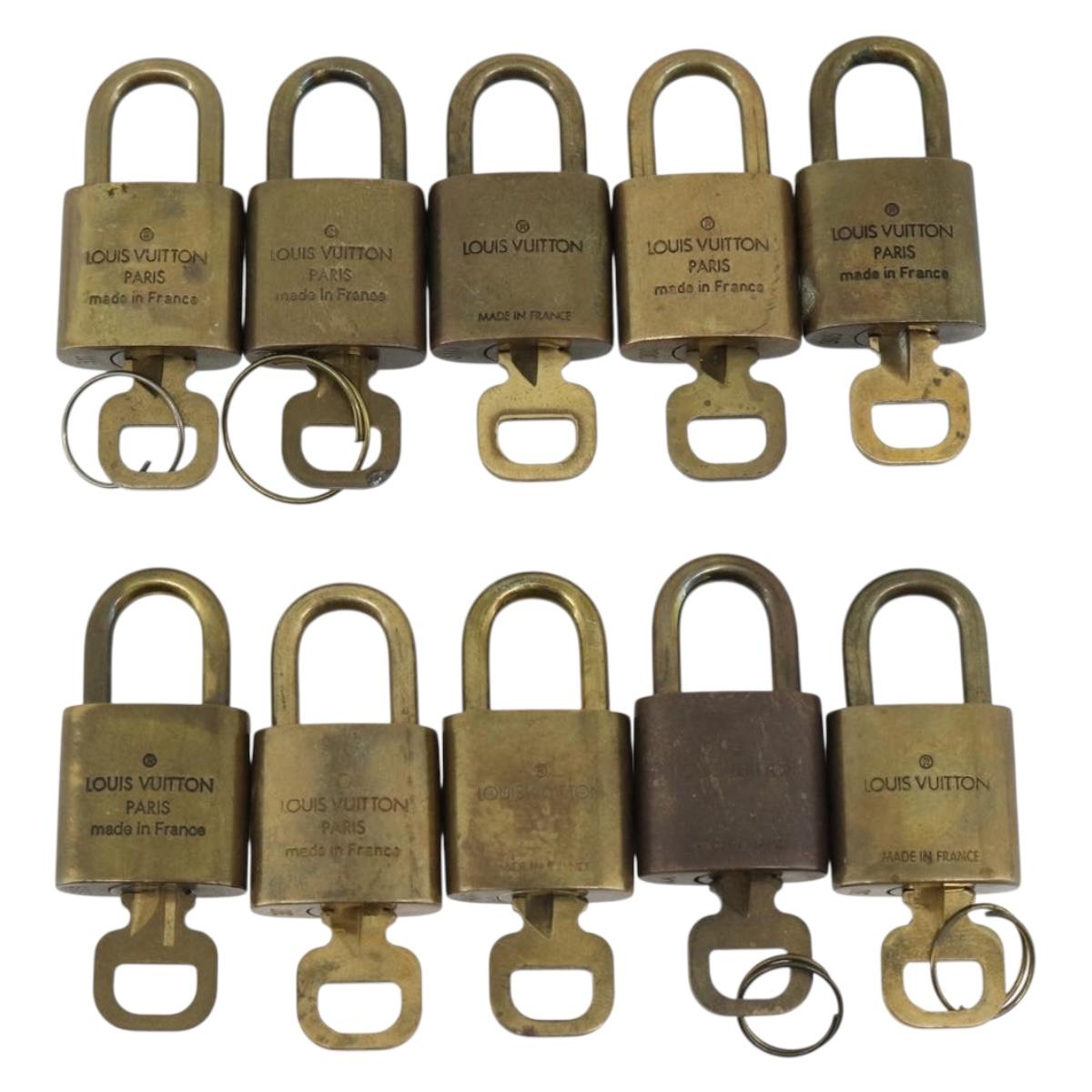 LOUIS VUITTON Padlock 10 Set Metal Gold Tone LV Auth ar14093