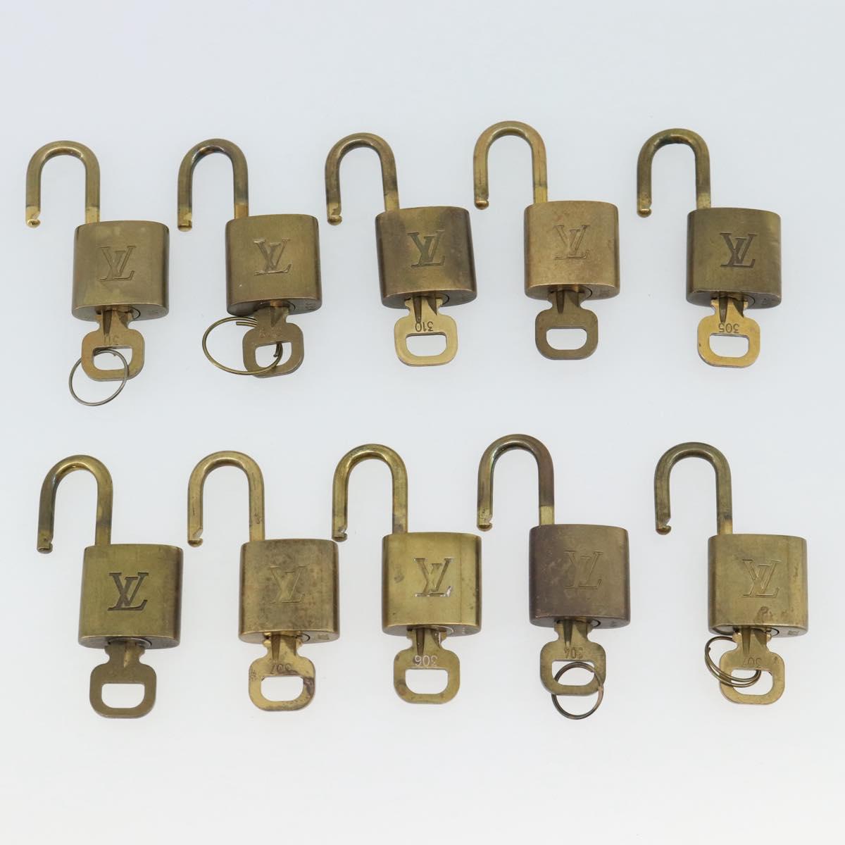 LOUIS VUITTON Padlock 10 Set Metal Gold Tone LV Auth ar14093
