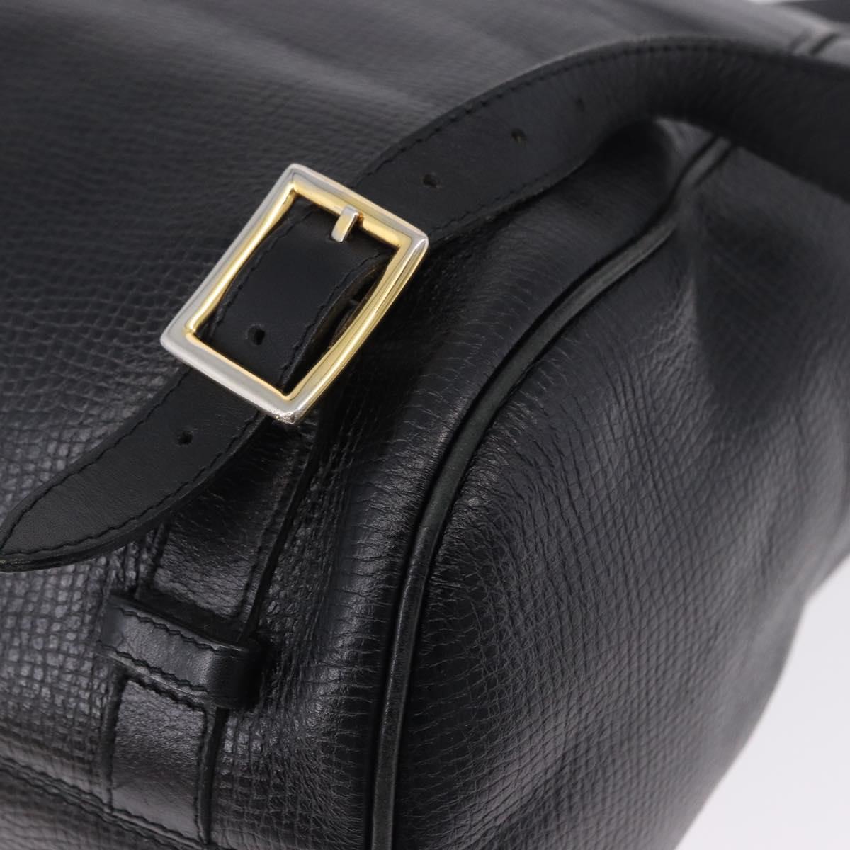 Christian Dior Backpack Leather Black Gold Tone Auth ar14096A