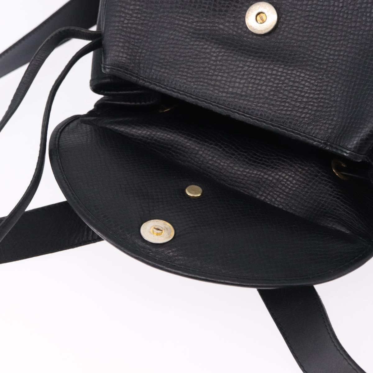 Christian Dior Backpack Leather Black Gold Tone Auth ar14096A