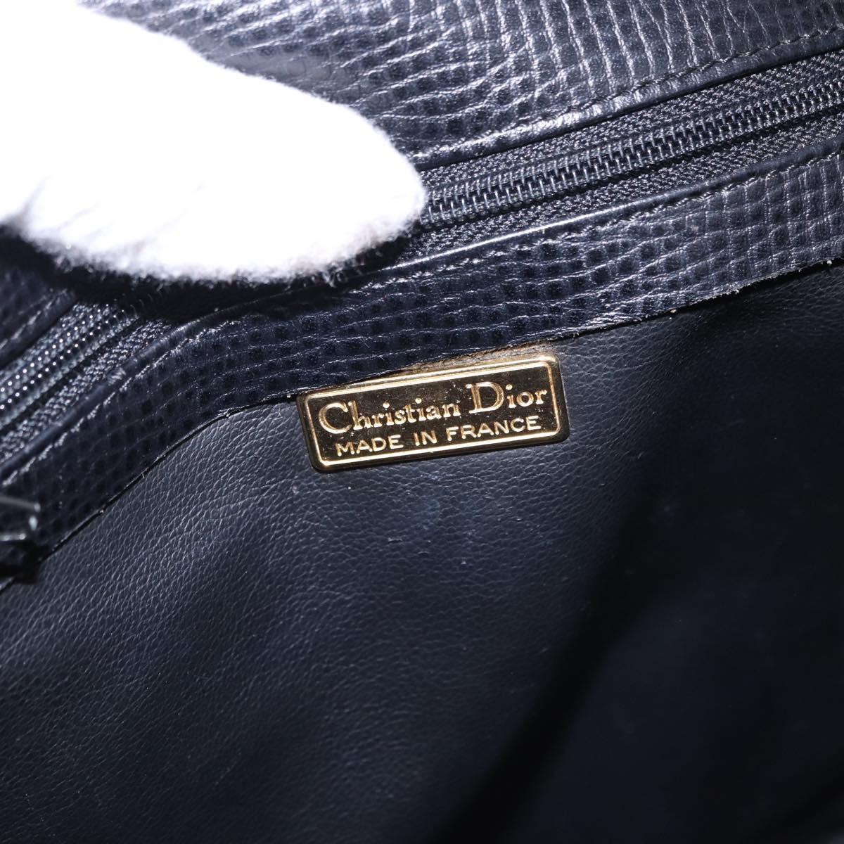 Christian Dior Backpack Leather Black Gold Tone Auth ar14096A