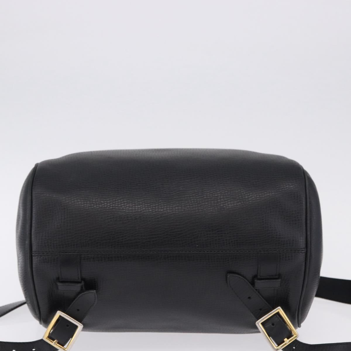 Christian Dior Backpack Leather Black Gold Tone Auth ar14096A