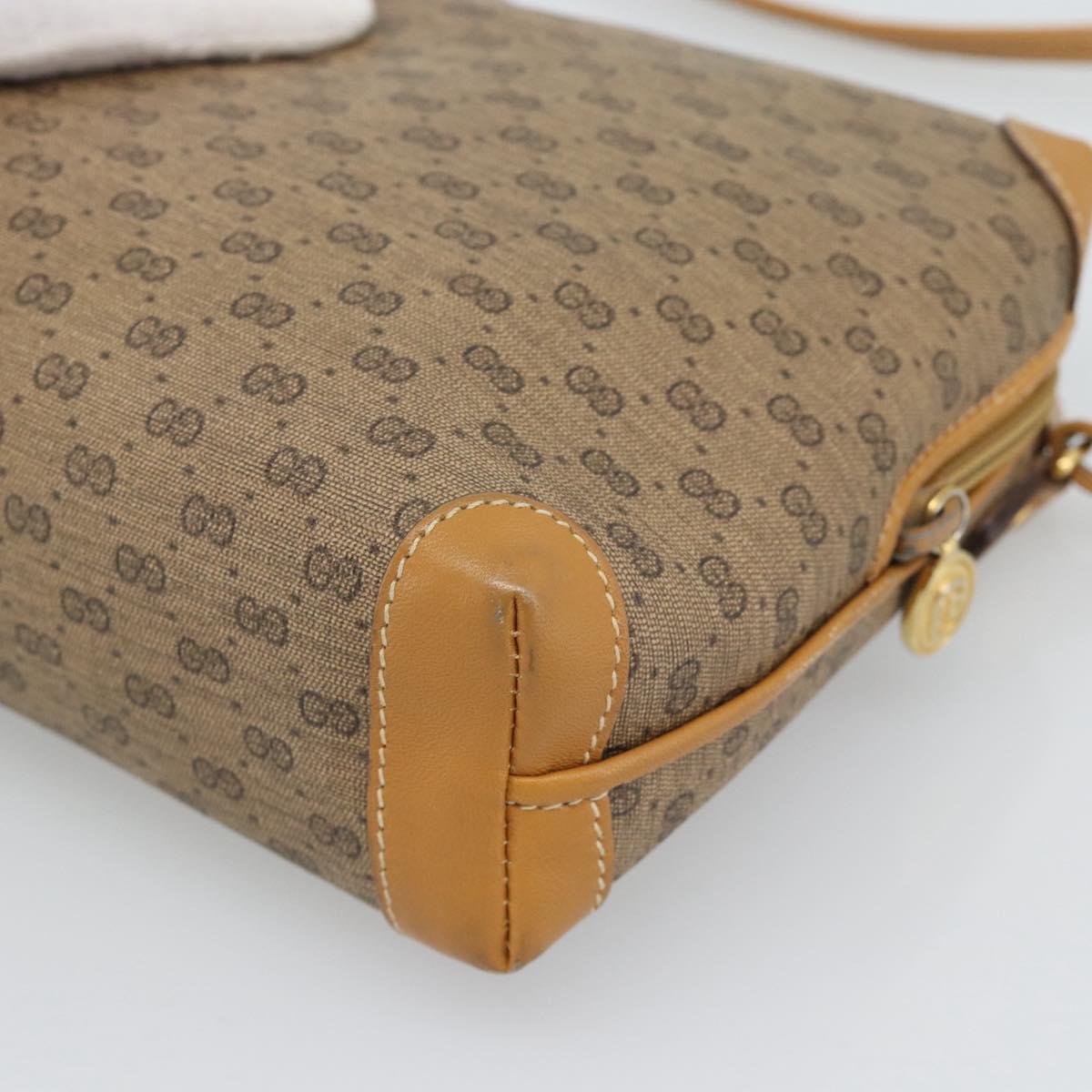 GUCCI Micro GG Shoulder Bag PVC Leather Beige Gold 007 115 0093 Auth ar14097