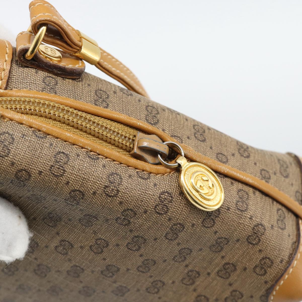 GUCCI Micro GG Shoulder Bag PVC Leather Beige Gold 007 115 0093 Auth ar14097