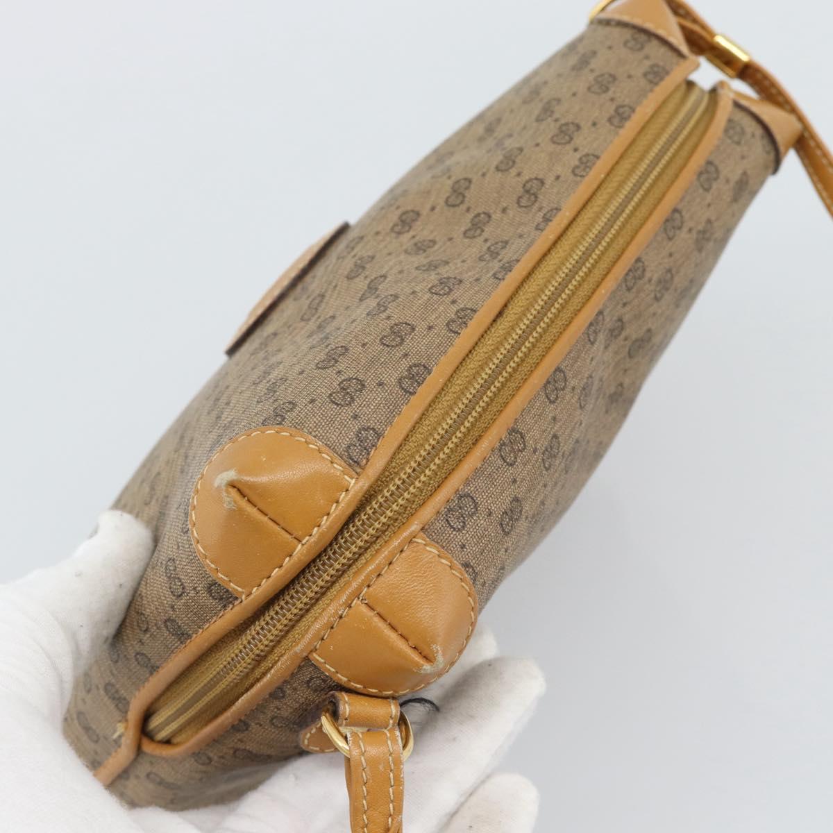 GUCCI Micro GG Shoulder Bag PVC Leather Beige Gold 007 115 0093 Auth ar14097