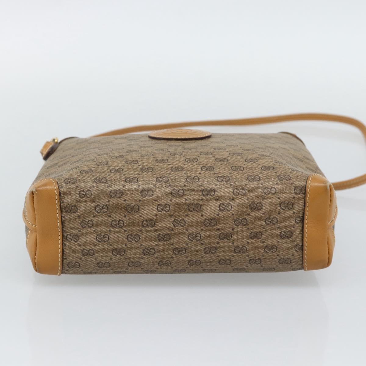 GUCCI Micro GG Shoulder Bag PVC Leather Beige Gold 007 115 0093 Auth ar14097