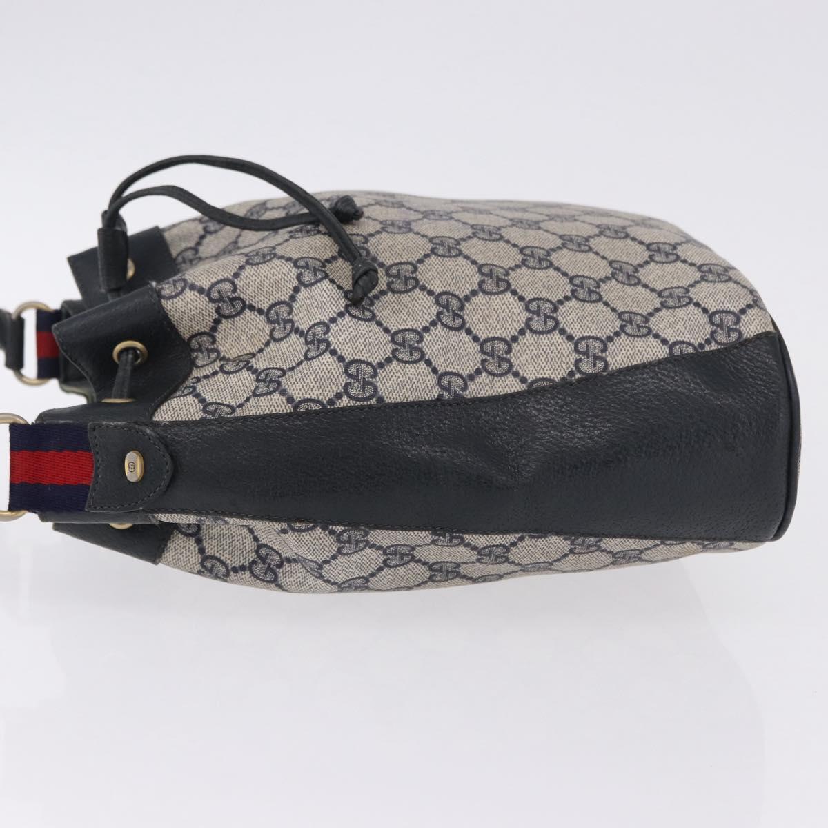 GUCCI GG Supreme Shoulder Bag PVC Leather Navy Gold Tone 41 02 034 Auth ar14100