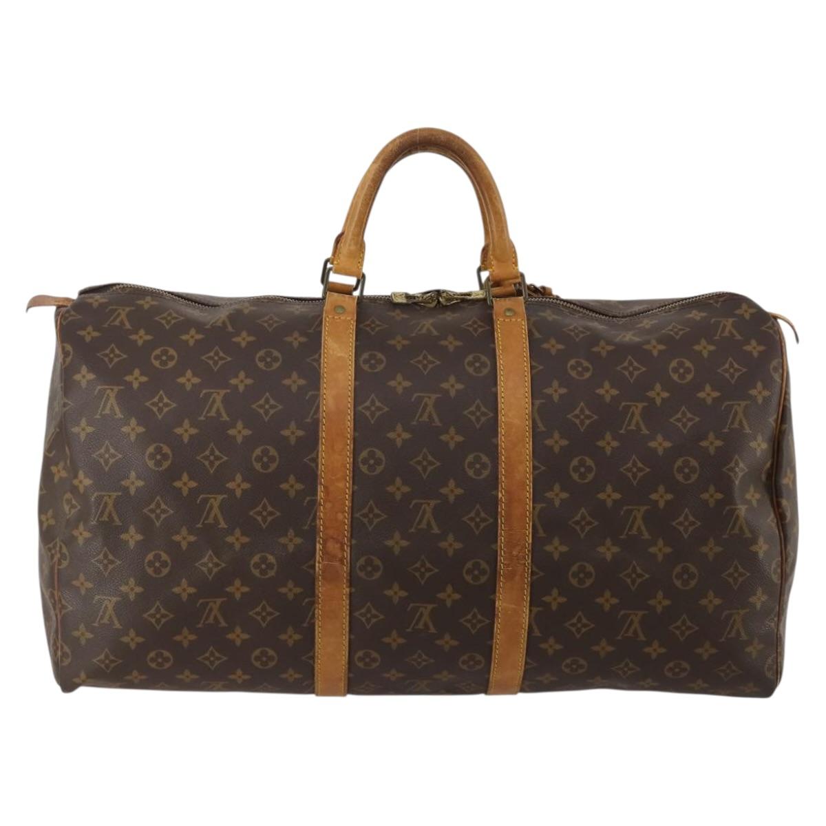 LOUIS VUITTON Monogram Keepall 55 Boston Bag M41424 LV Auth ar14101