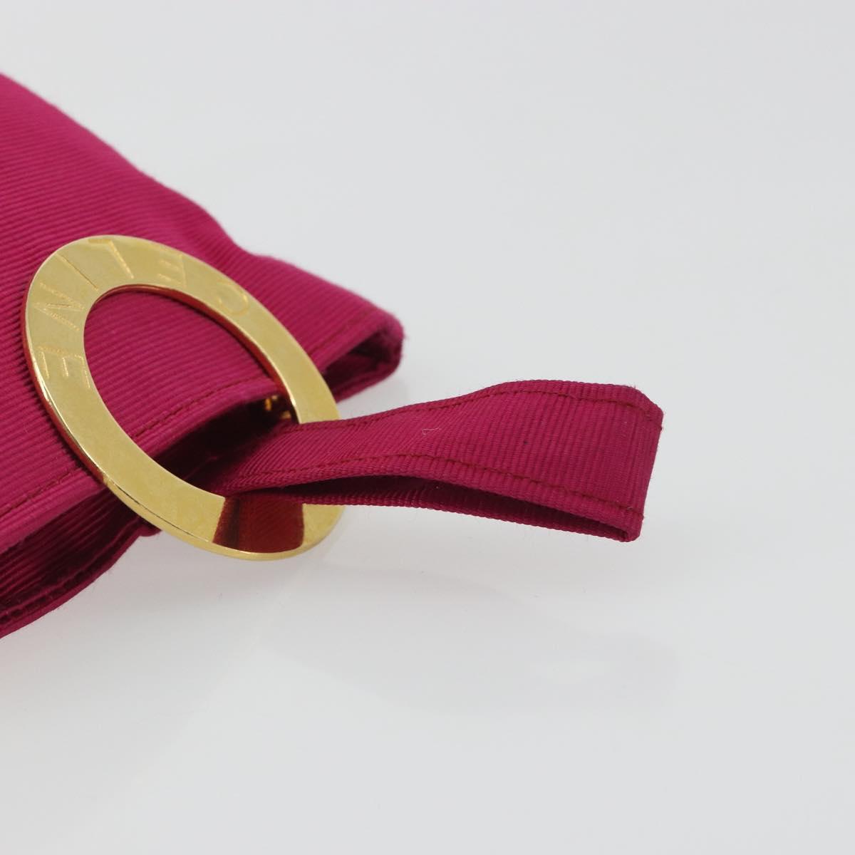 CELINE Circle Pouch Nylon Pink Gold Tone Auth ar14102