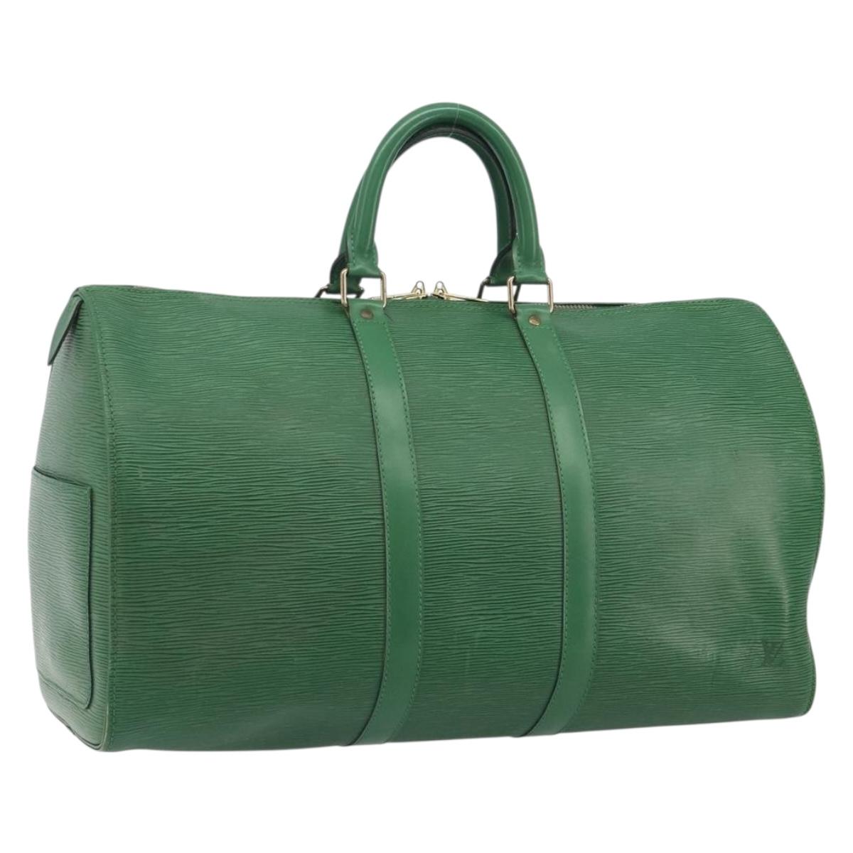 LOUIS VUITTON Epi Keepall 45 Boston Bag Green M42974 LV Auth ar14104A