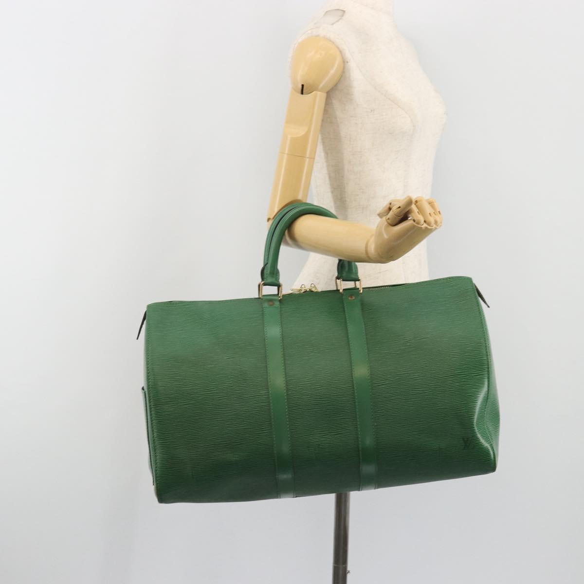 LOUIS VUITTON Epi Keepall 45 Boston Bag Green M42974 LV Auth ar14104A