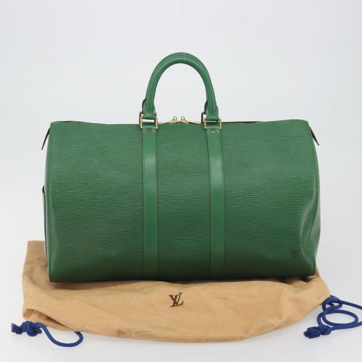 LOUIS VUITTON Epi Keepall 45 Boston Bag Green M42974 LV Auth ar14104A