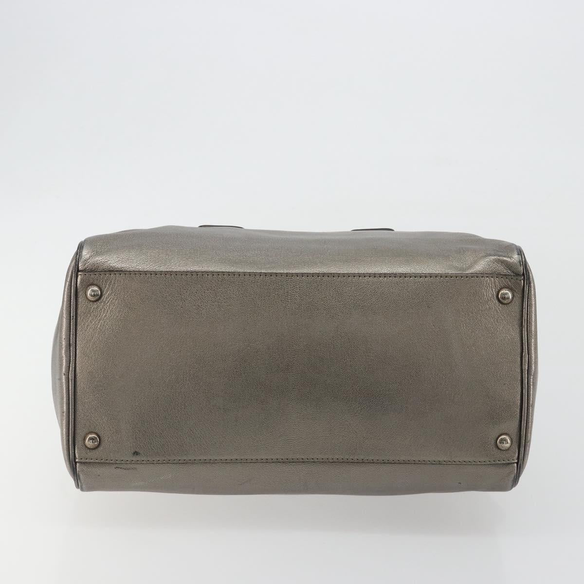 LOUIS VUITTON Gancini Hand Bag Leather Silver LV Auth ar14110