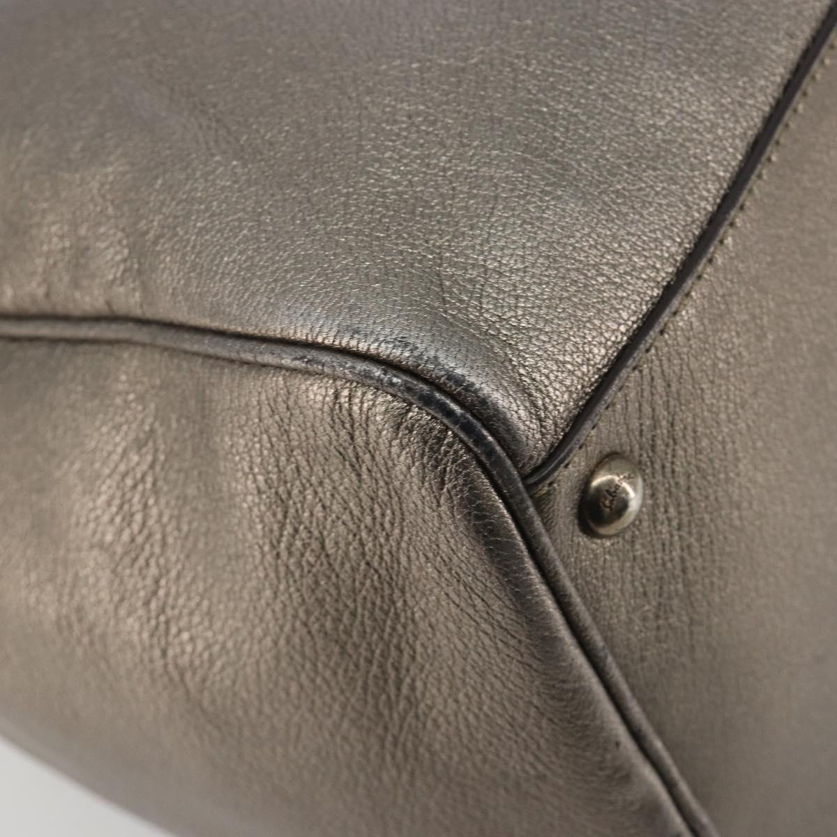 LOUIS VUITTON Gancini Hand Bag Leather Silver LV Auth ar14110