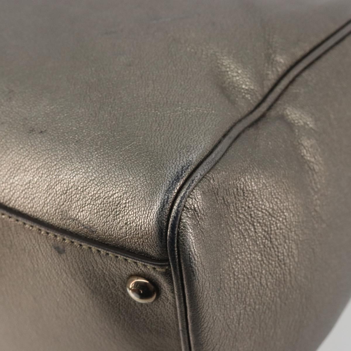 LOUIS VUITTON Gancini Hand Bag Leather Silver LV Auth ar14110