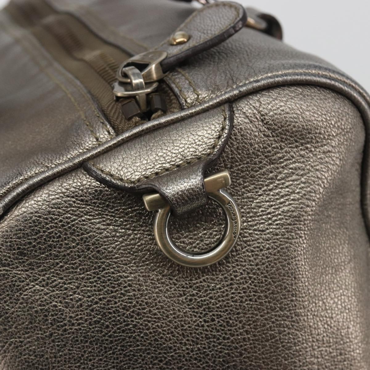 LOUIS VUITTON Gancini Hand Bag Leather Silver LV Auth ar14110